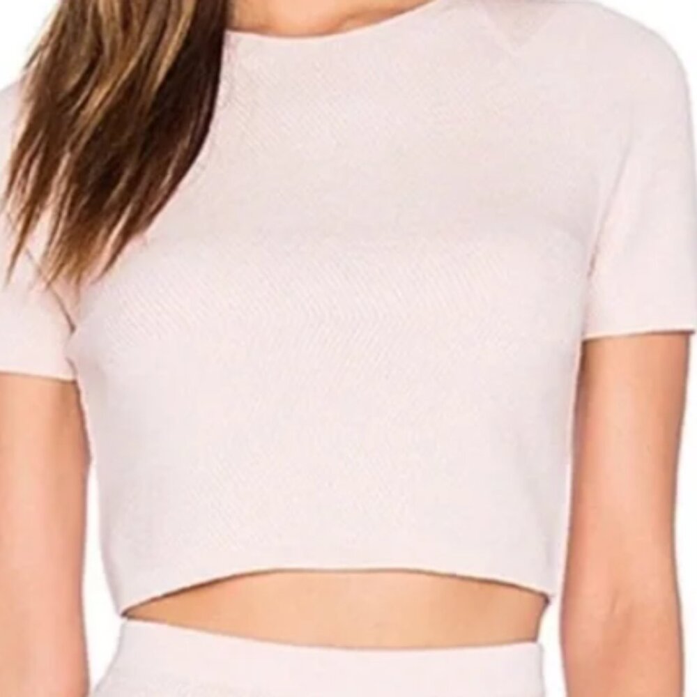 Solange Crop pink Wool top Sweater Knit Alice + Olivia